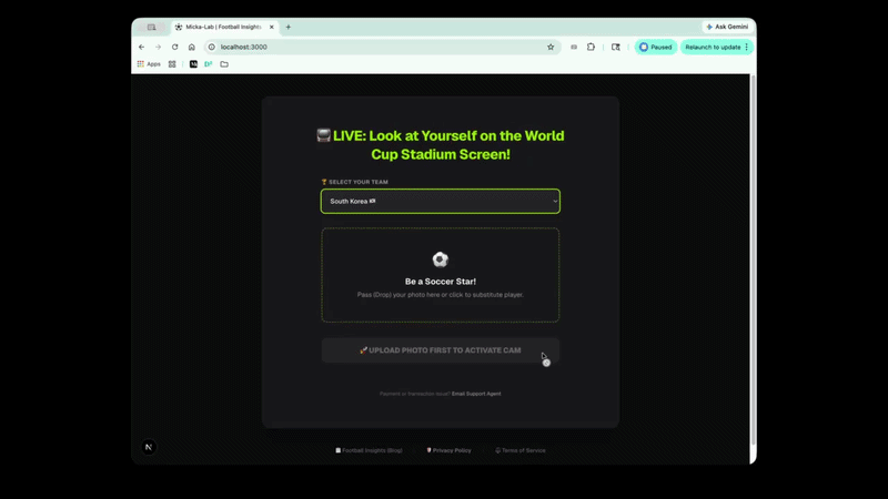 Animated Stadium Cam upload and team selection demonstration